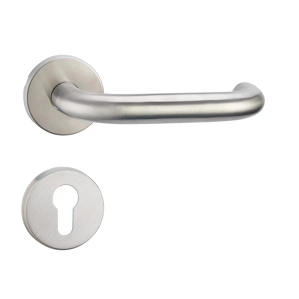 Modern Hollow Pipe Lever Split Round Stainless Steel Door Handle Black