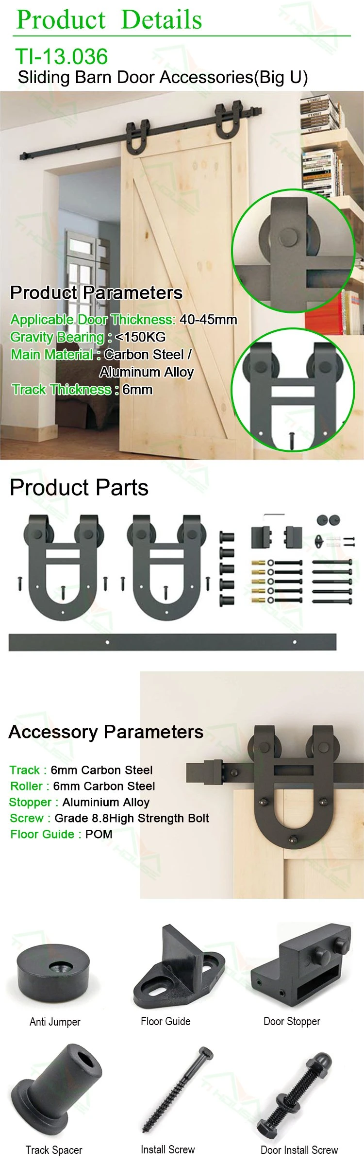 Cerradura Sliding Barn Wood Door Hardware Cabinet Closet Kit