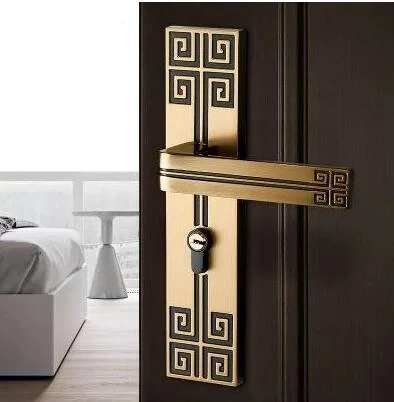 高品質の真鍮のドアハンドル、屋内ドア用の亜鉛ロゼット付き亜鉛合金ドアレバー