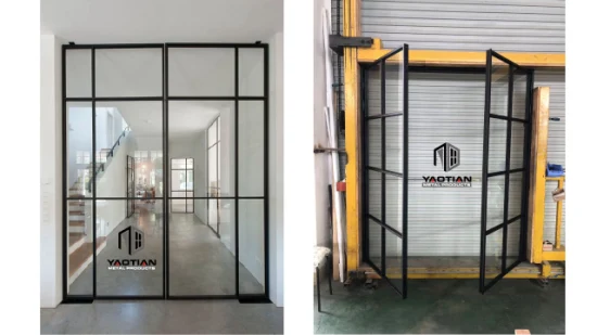 モダンで耐久性に優れたカスタムメイドの黒塗装強化ガラス製内部ドア